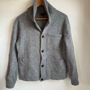 J. Crew Lambswool Grey Button Front Collared Barn Chore Jacket Coat Small